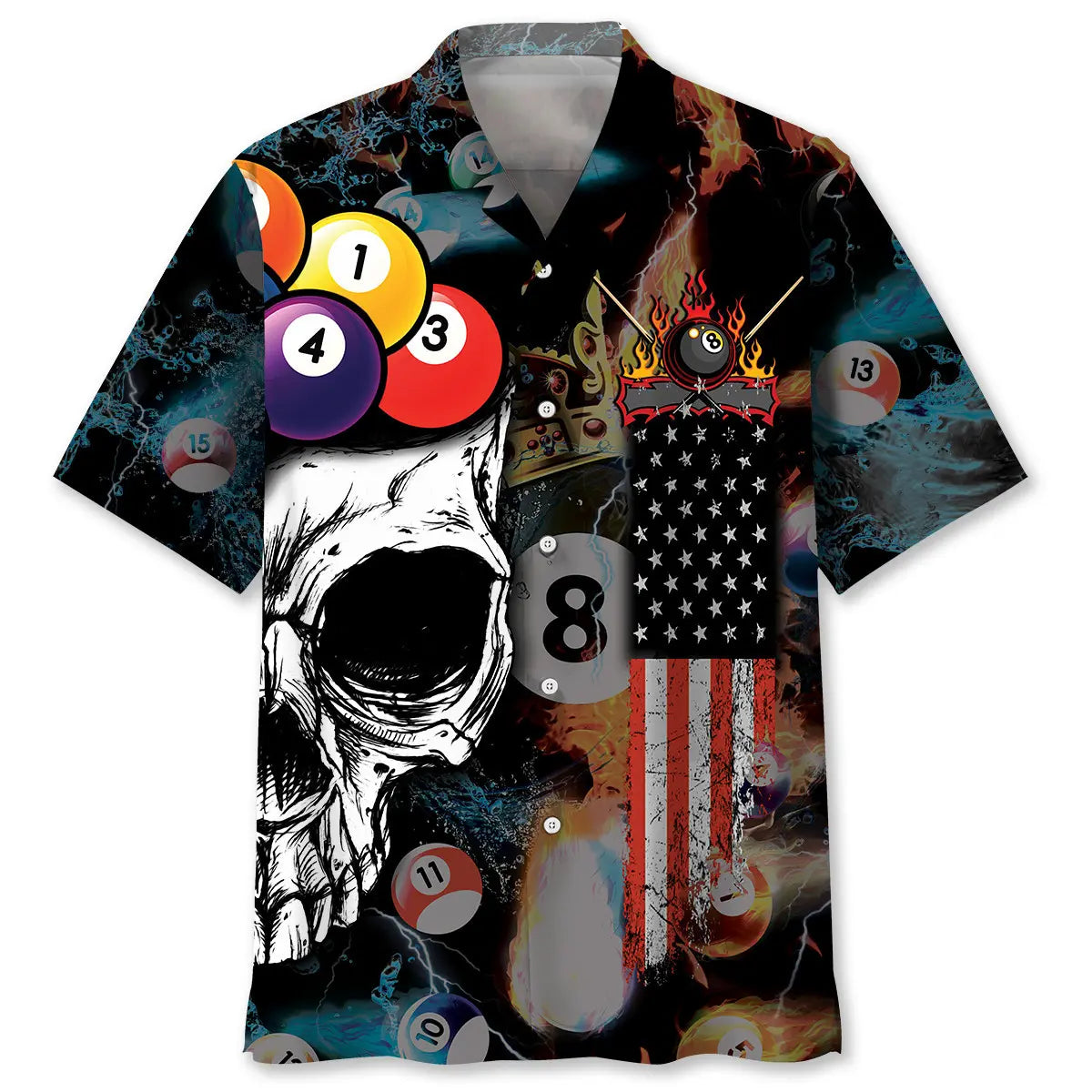 Hawaiian Shirt / Adults / S Billiard Skull Hawaiian Shirt