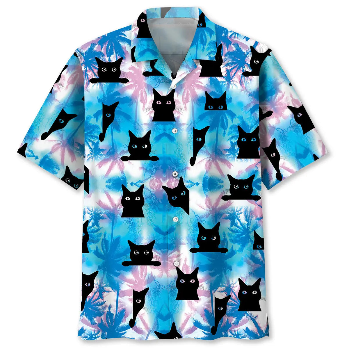 Hawaiian Shirt / Adults / S Black Cat Blue Hawaiian Shirt
