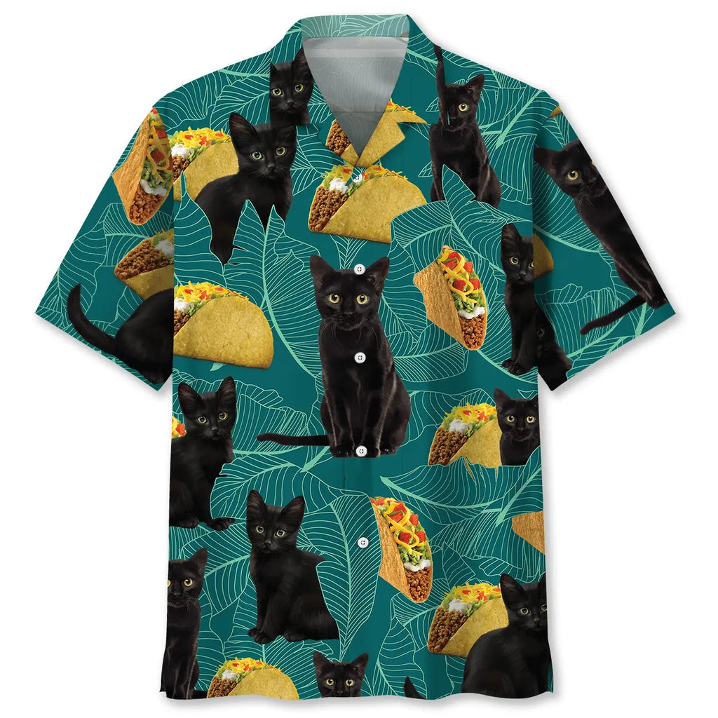 Hawaiian Shirt / Adults / S Black Cat Food Hawaiian Shirt