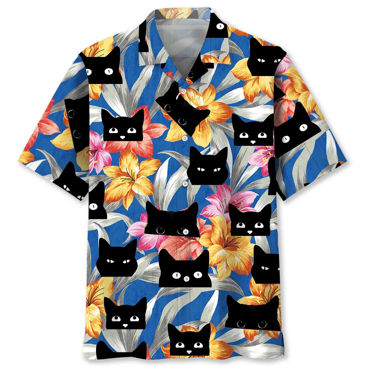 Hawaiian Shirt / Adults / S Black Cat Tropical Funny Hawaiian Shirt