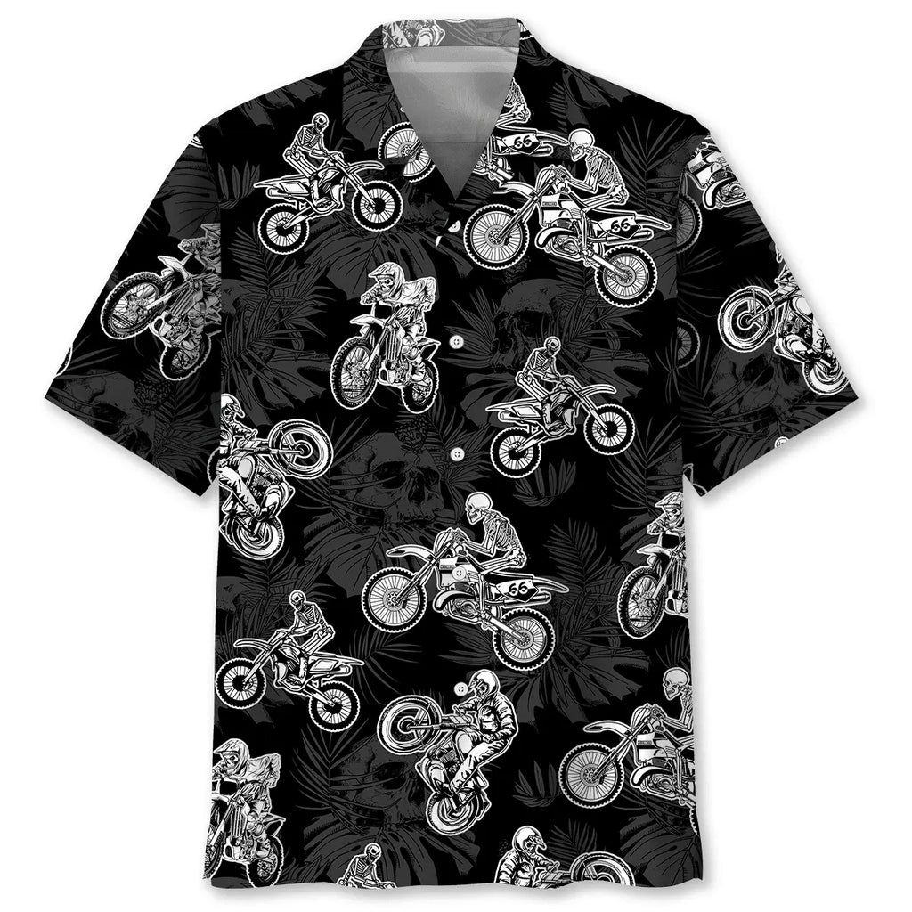 Hawaiian Shirt / Adults / S Black Dirt Bike Racing Hawaiian Shirt Men