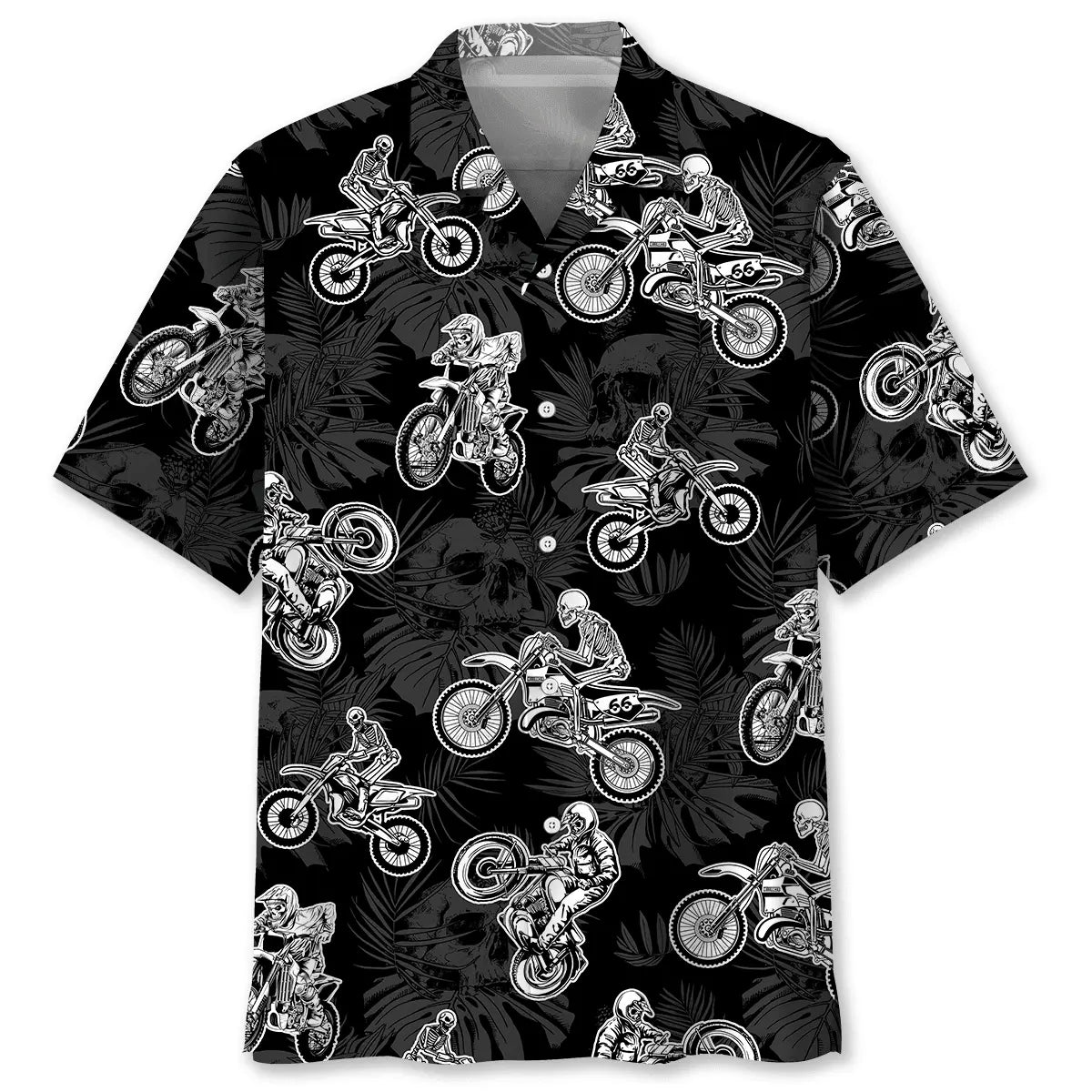 Hawaiian Shirt / Adults / S Black Dirt Bike Racing Hawaiian Shirt Men