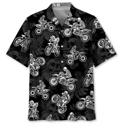 Hawaiian Shirt / Adults / S Black Dirt Bike Racing Hawaiian Shirt Men