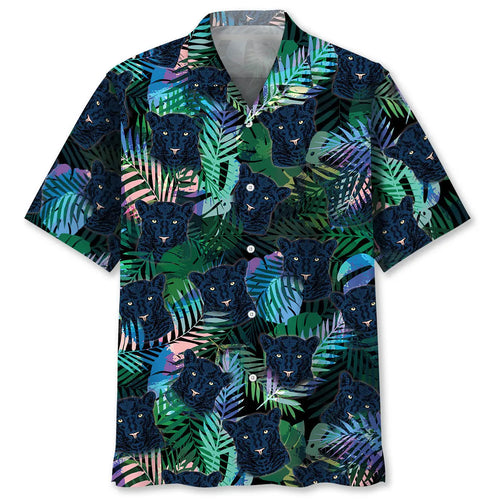 Hawaiian Shirt / Adults / S Black Leopard Tropical Hawaiian Shirt