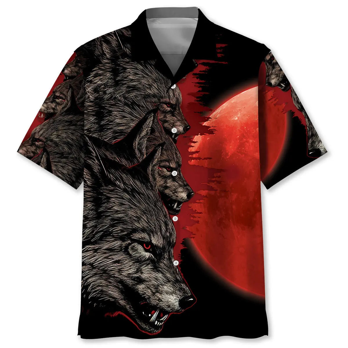 Hawaiian Shirt / Adults / S Blood Moon Wolf Hawaiian Shirt
