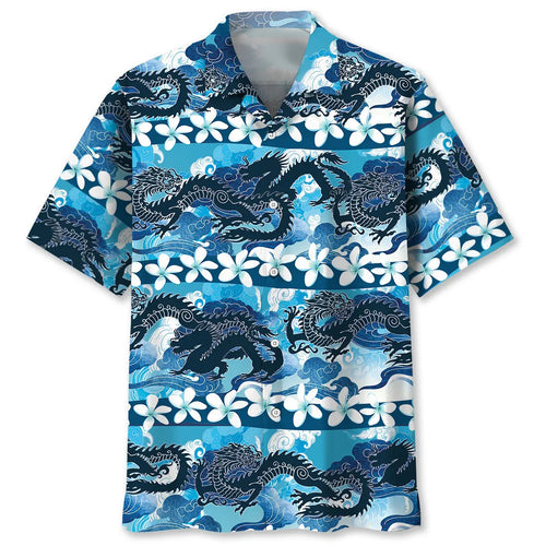 Hawaiian Shirt / Adults / S Blue Chinese Dragon Hawaiian Shirt