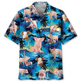 Hawaiian Shirt / Adults / S Blue Tropical Pig Hawaiian Shirt