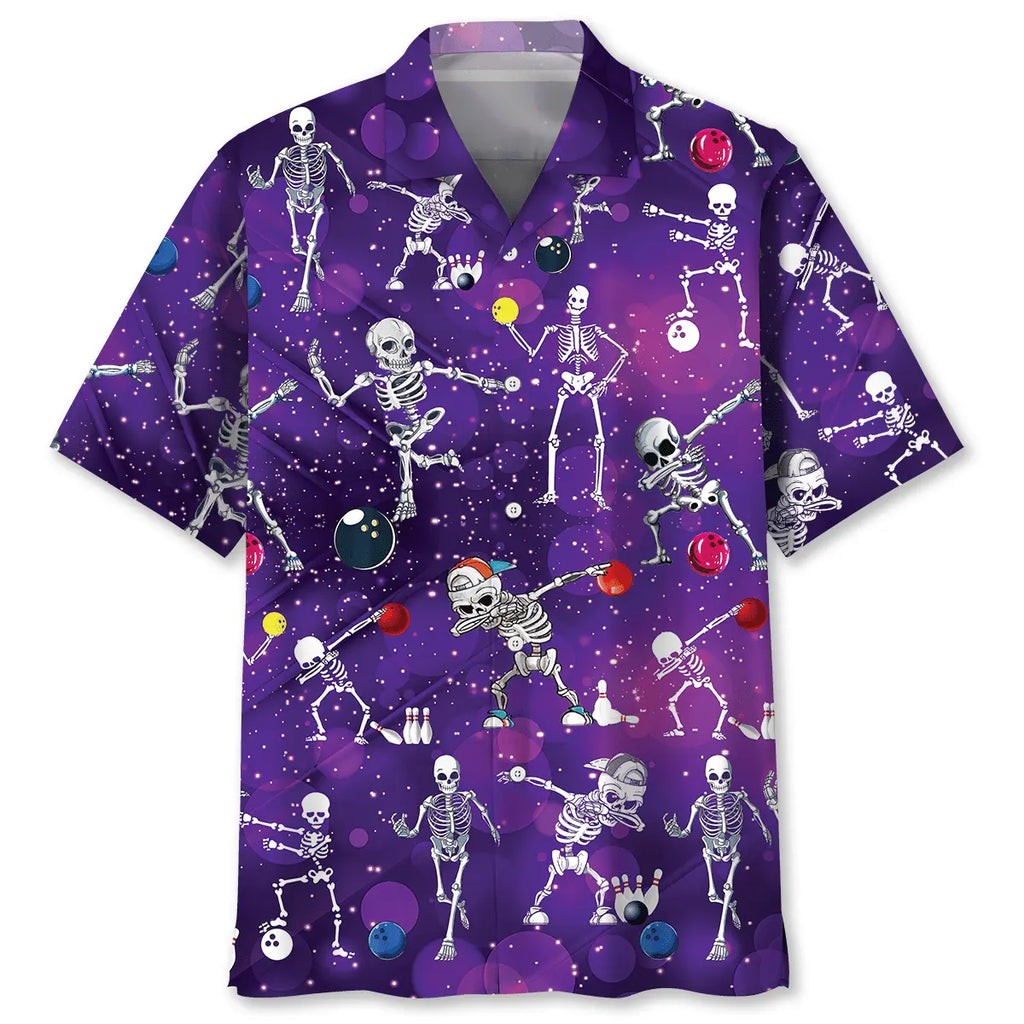 Hawaiian Shirt / Adults / S Bowling Skeleton Hawaiian Shirt