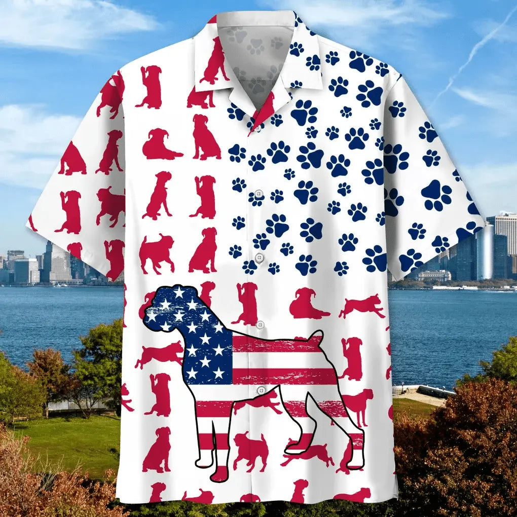 Boxer Usa Hawaiian Shirt