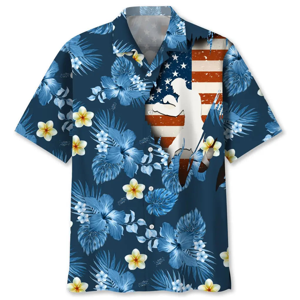 Hawaiian Shirt / Adults / S Boxing Usa Blue Tropical Hawaiian Shirt