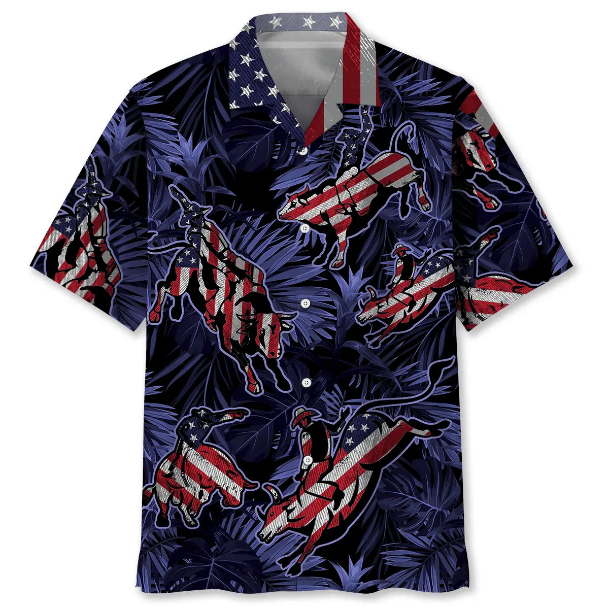 Hawaiian Shirt / Adults / S Bull Riding Tropical Hawaiian Shirt