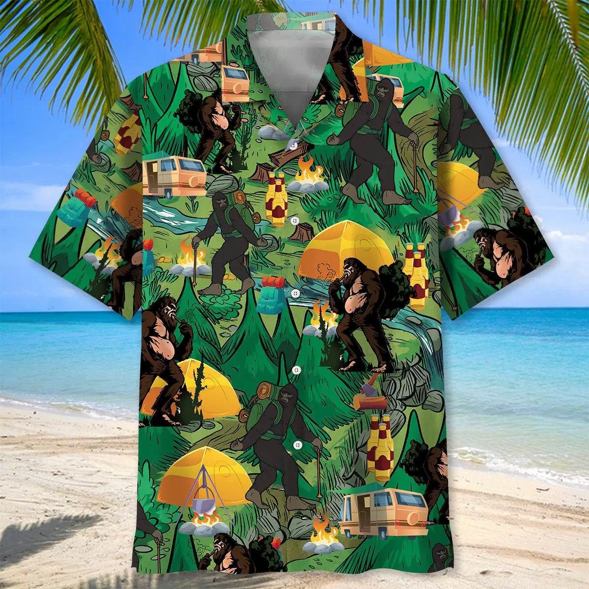 Camping Bigfoot Hawaiian Shirt