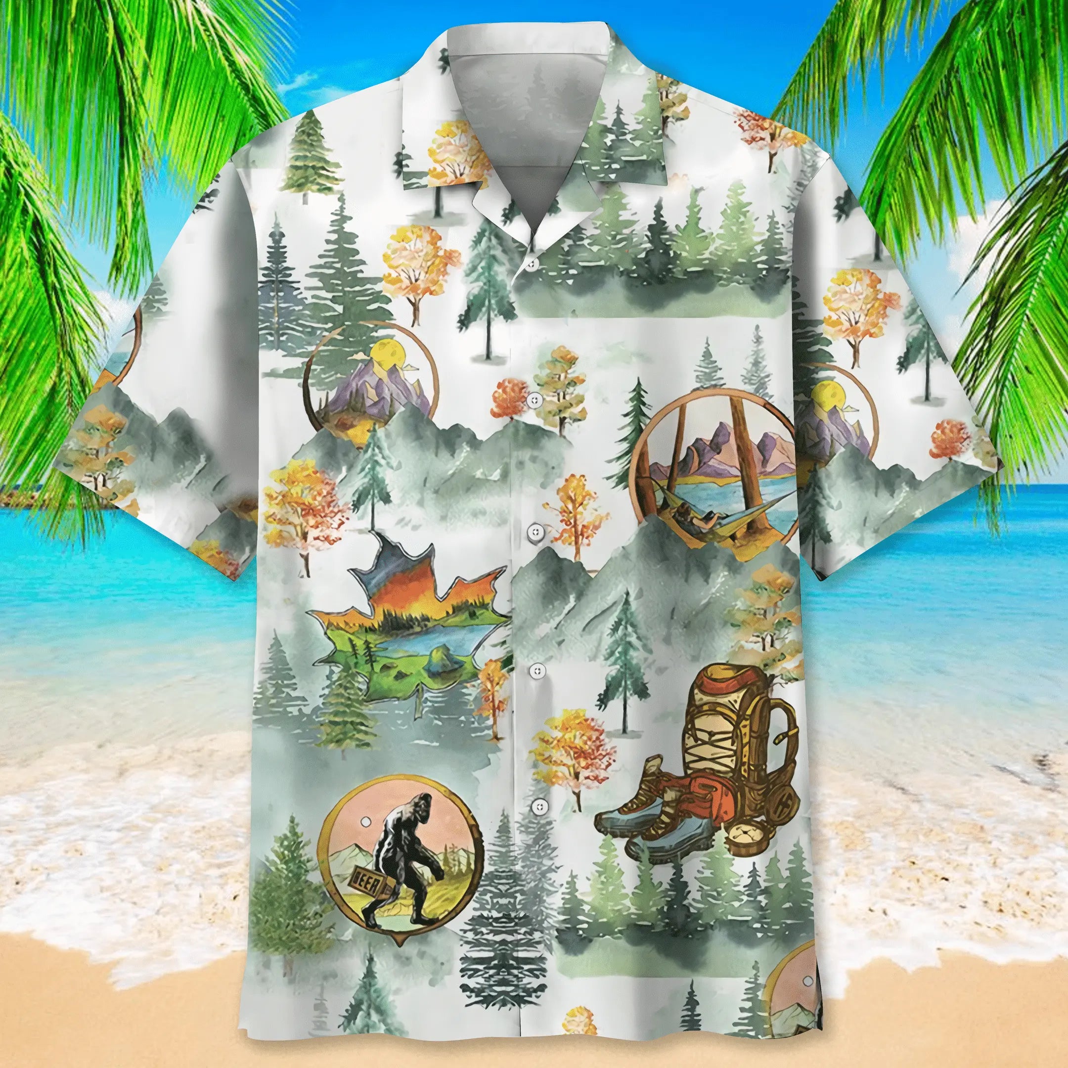 Camping Bigfoot Hawaiian Shirt