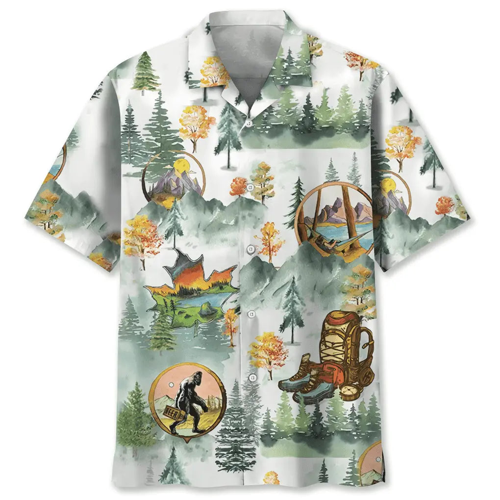 Hawaiian Shirt / Adults / S Camping Bigfoot Hawaiian Shirt