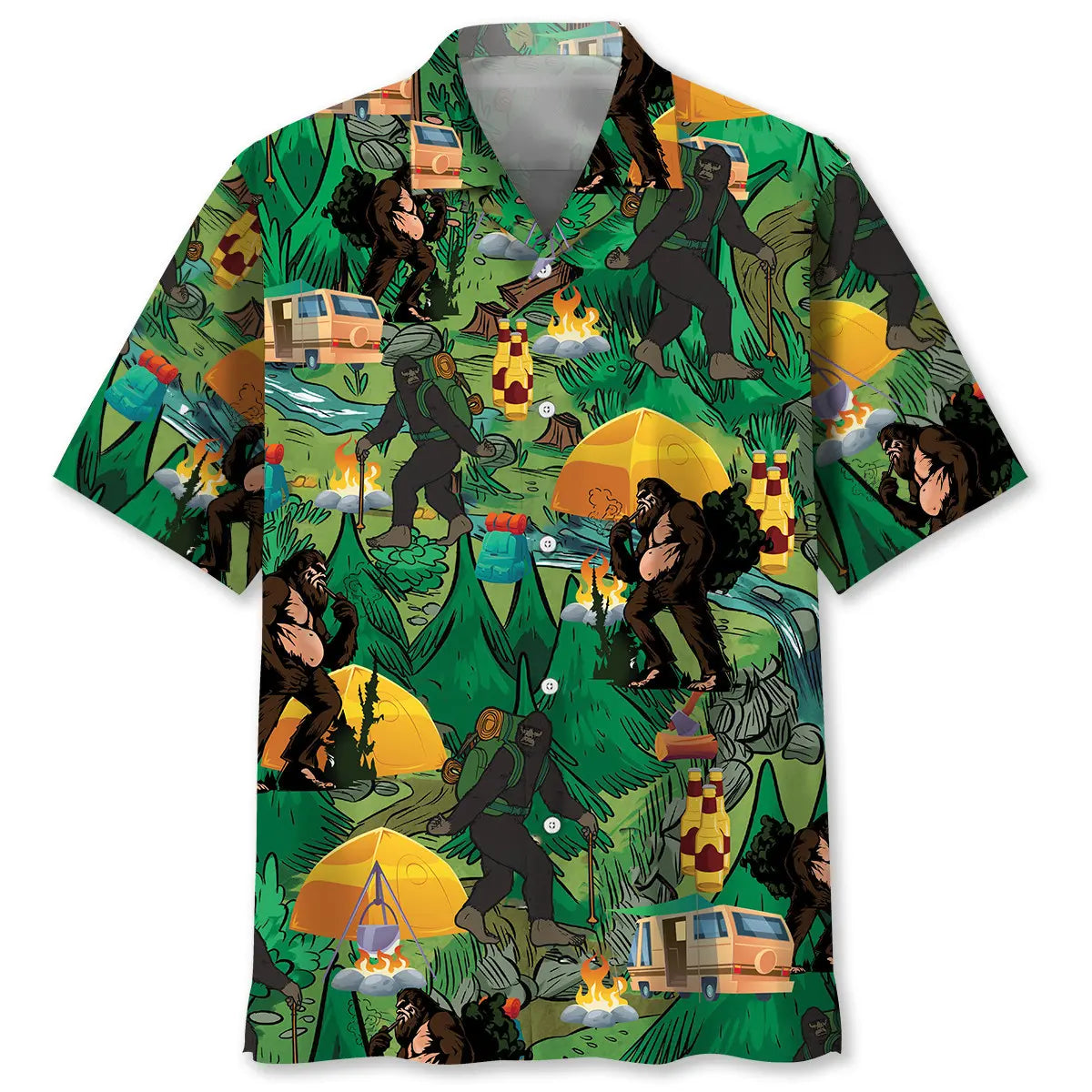 Hawaiian Shirt / Adults / S Camping Bigfoot Hawaiian Shirt