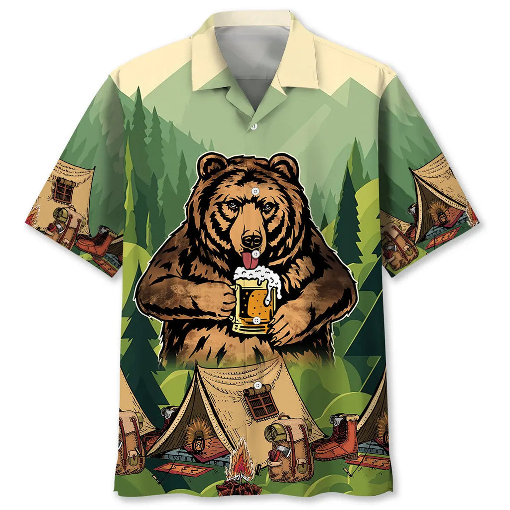 Hawaiian Shirt / Adults / S Camping Vintage Bear Hawaiian Shirt