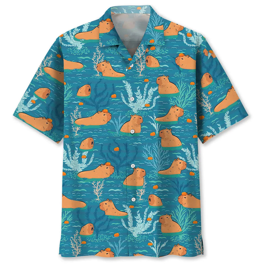 Hawaiian Shirt / Adults / S Capybara Orange Hawaiian Shirt