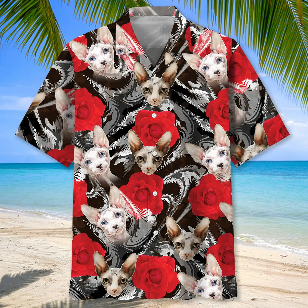 Cat Rose Hawaiian Shirt