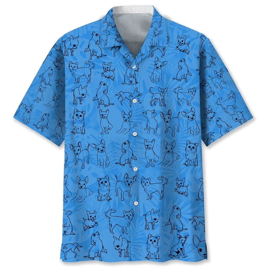 Hawaiian Shirt / Adults / S Chihuahua Blue Tropical Hawaiian Shirt