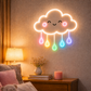 Cute Smiling Cloud Neon Sign with Rainbow Raindrops – LED Wall Light for Kids Bedroom & Nursery