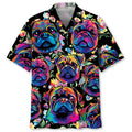 Hawaiian Shirt / Adults / S Coloful Pug Art Hawaiian Shirt
