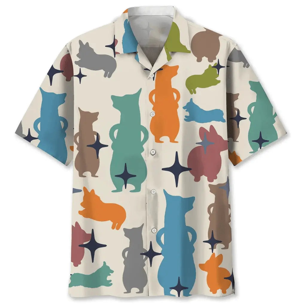 Hawaiian Shirt / Adults / S Corgi Colorful Hawaiian Shirt