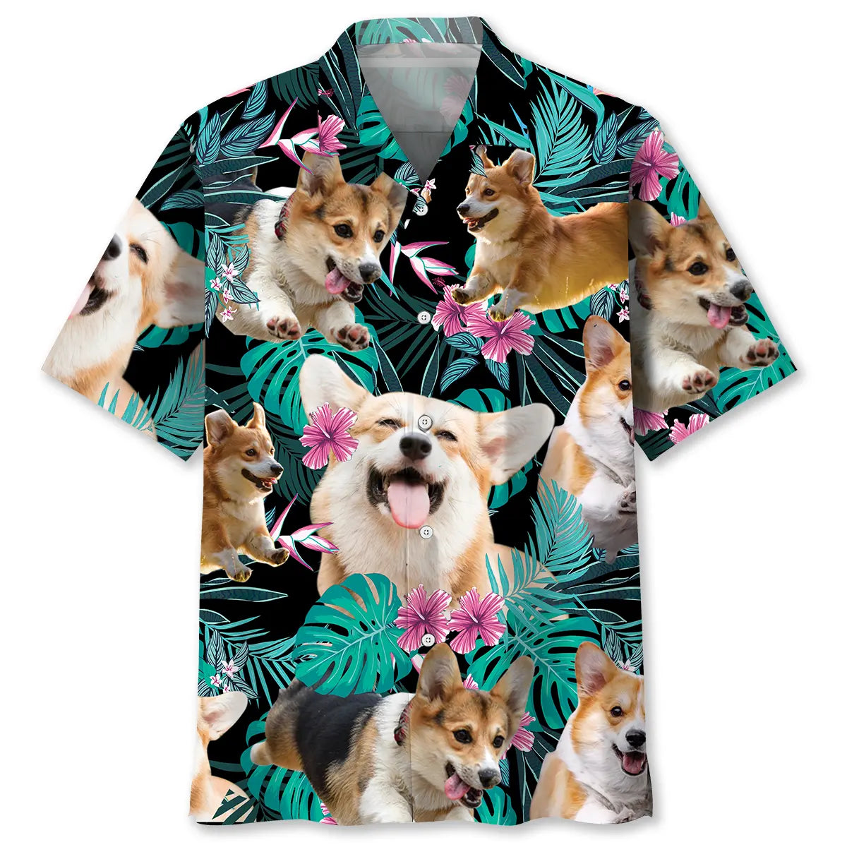 Hawaiian Shirt / Adults / S Corgi Tropical Flower Hawaiian Shirt
