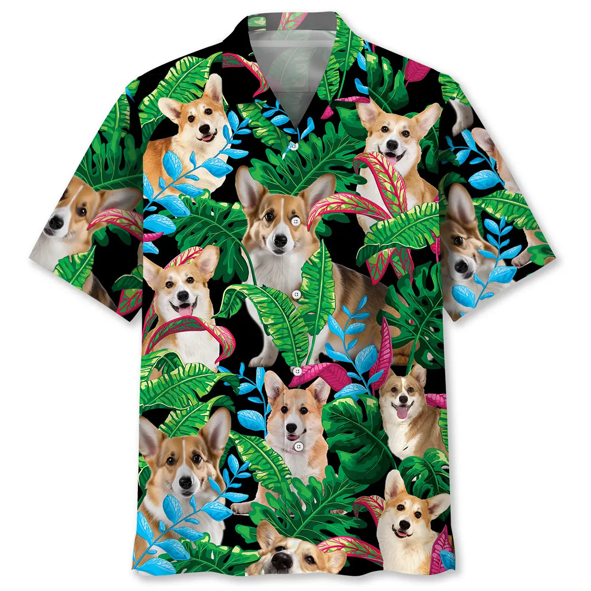 Hawaiian Shirt / Adults / S Corgi Tropical Hawaiian Shirt