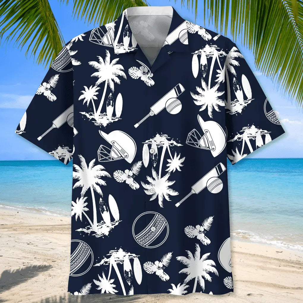 Cricket Black White Hawaiian Shirt