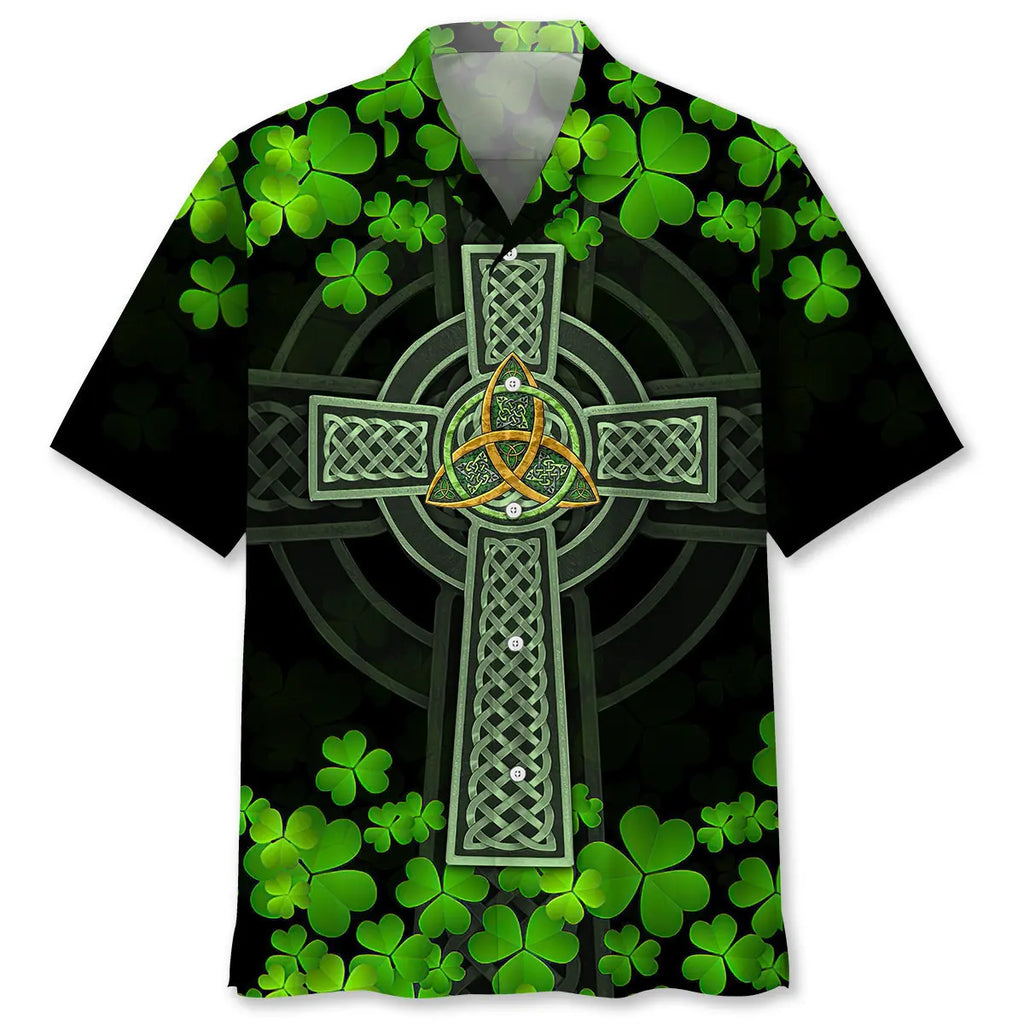 Hawaiian Shirt / Adults / S Cross Green Irish St.Patrick Day Hawaiian Shirt