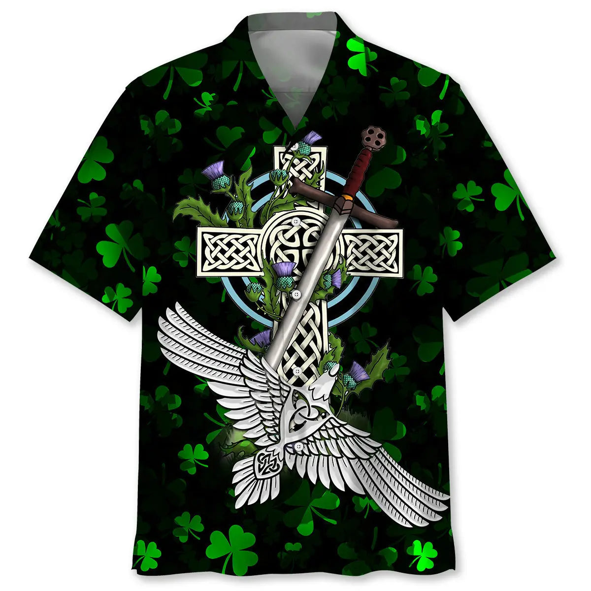 Hawaiian Shirt / Adults / S Cross Irish St.Patrick Day Hawaiian Shirt