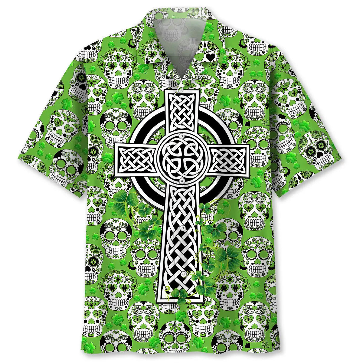 Hawaiian Shirt / Adults / S Cross Skull Irish St.Patrick Day Hawaiian Shirt