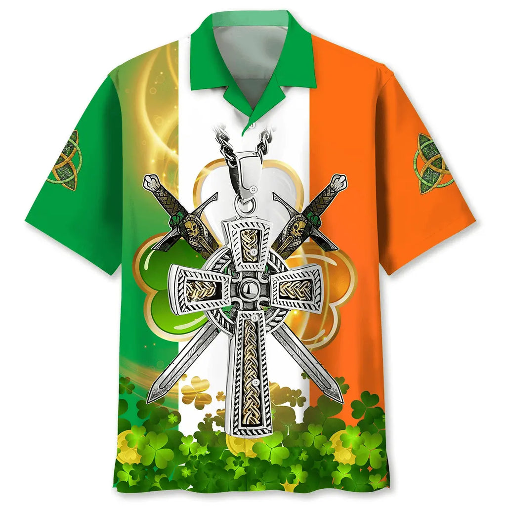 Hawaiian Shirt / Adults / S Cross St.Patrick Day Hawaiian Shirt