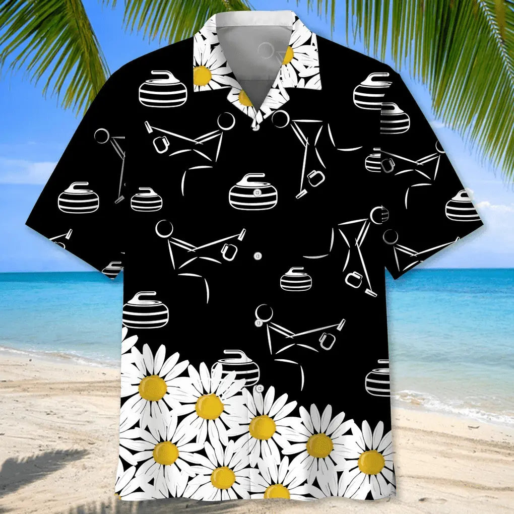 Curling Daisy Flower Hawaiian Shirt