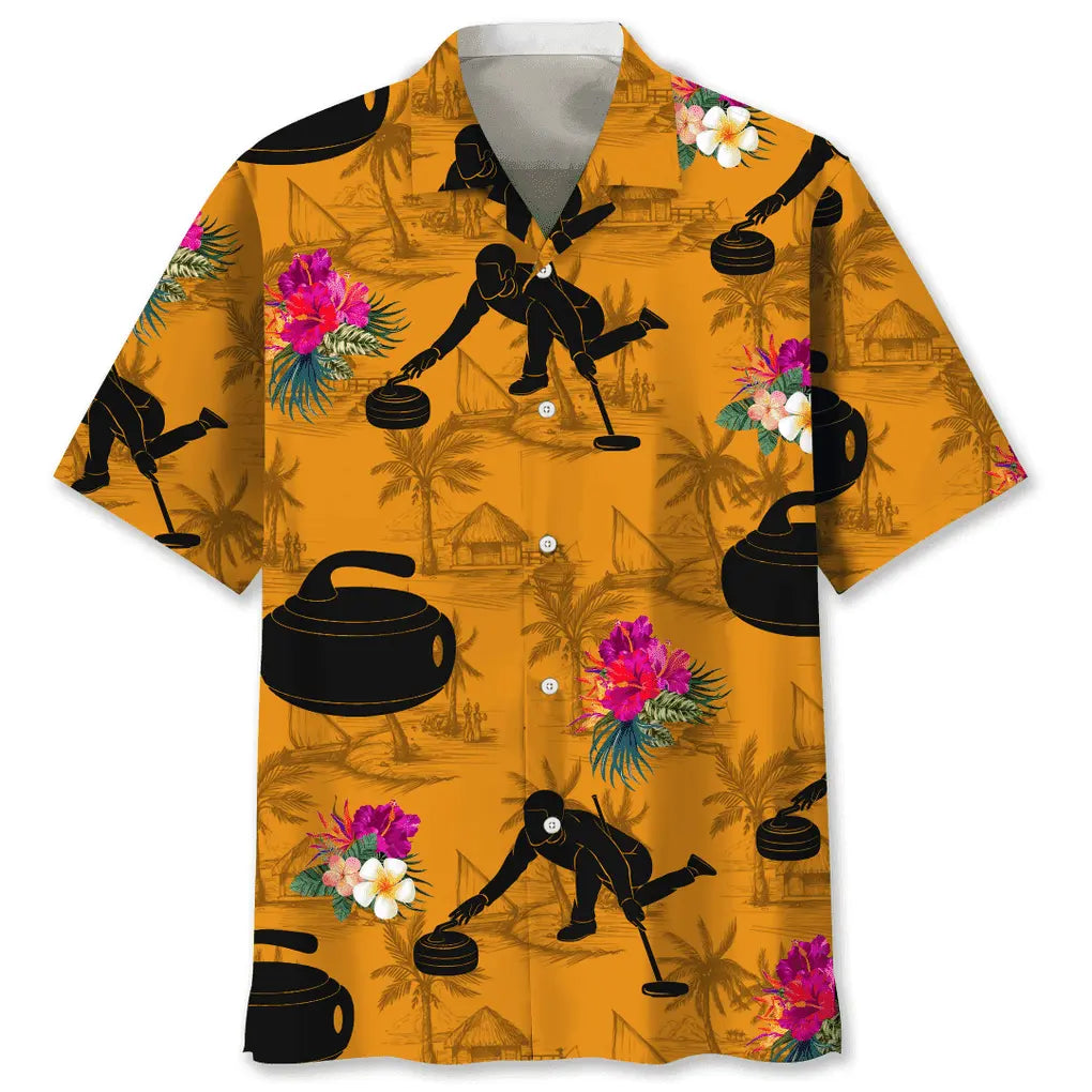 Hawaiian Shirt / Adults / S Curling Orange Tropical Hawaiian Shirt