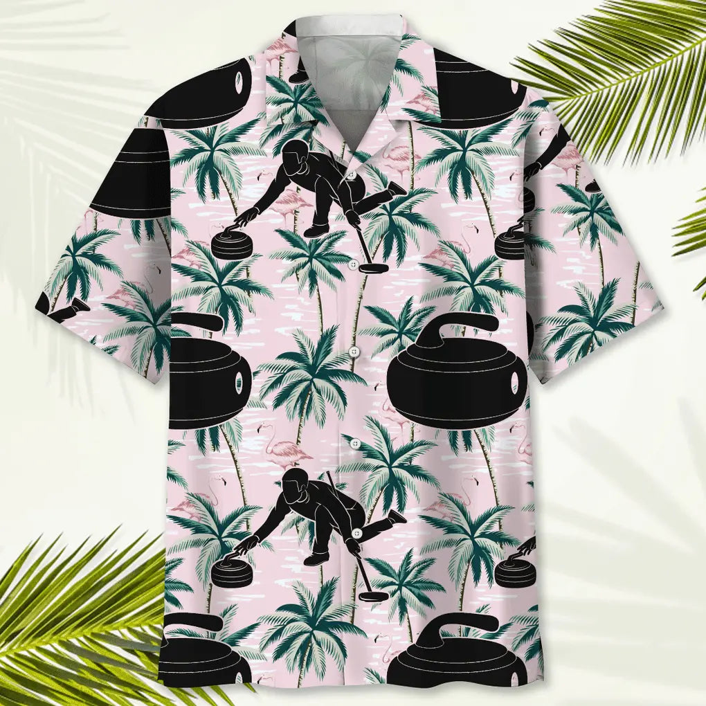 Curling Tropical Pink Hawaiian Shirt