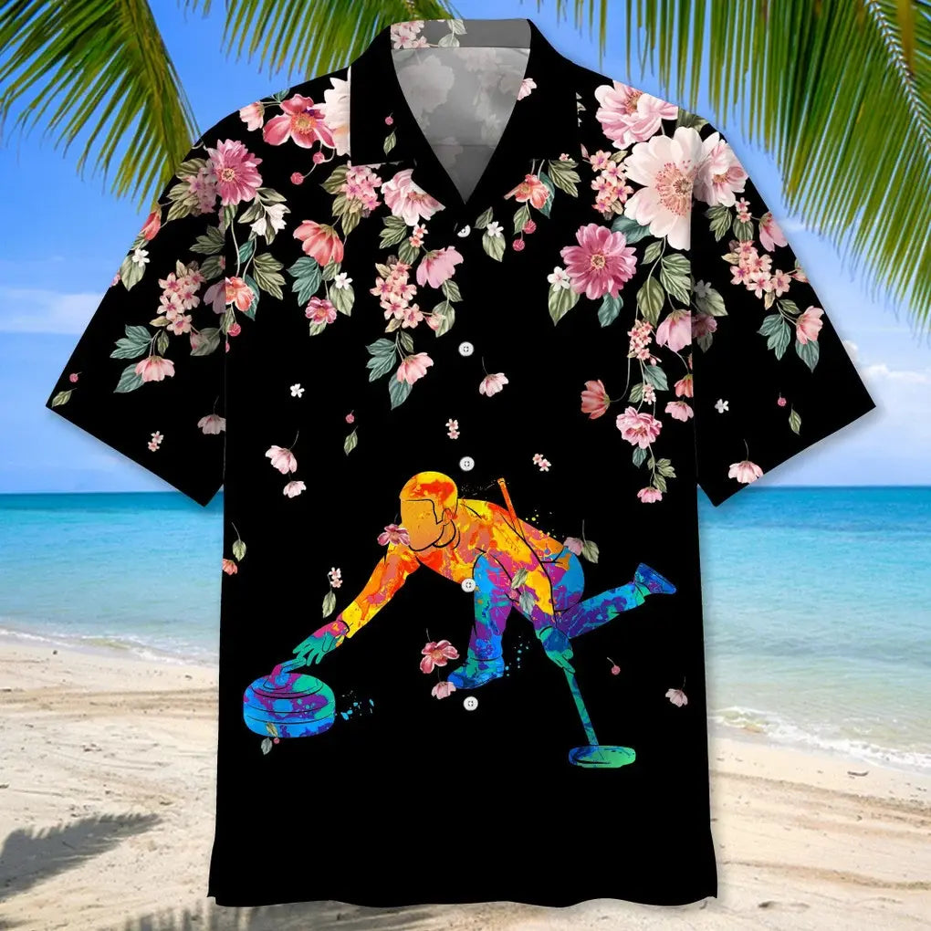 Curling Watercolors Flower Hawaiian Shirt