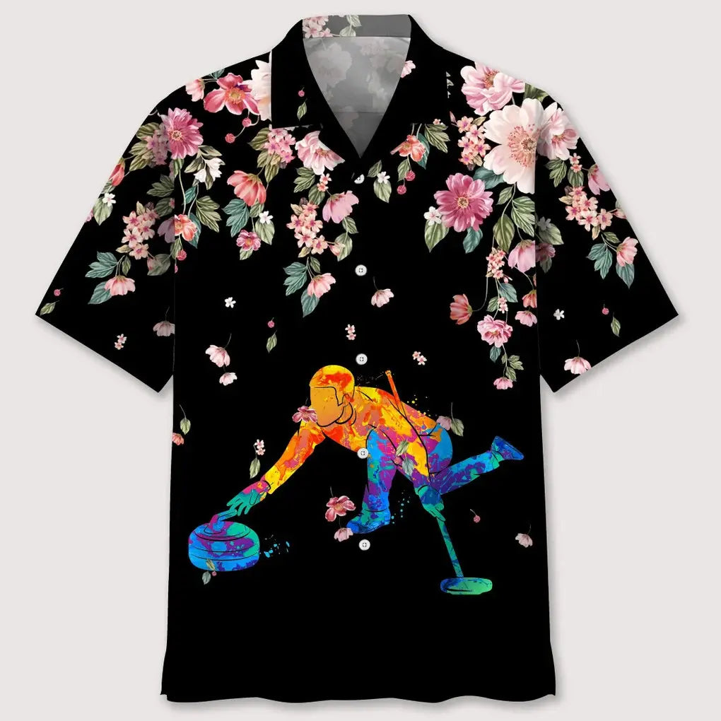 Hawaiian Shirt / Adults / S Curling Watercolors Flower Hawaiian Shirt