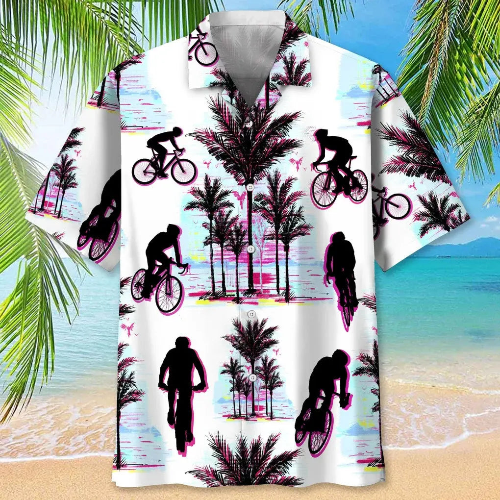 Cycling Abstract Background Hawaiian Shirt