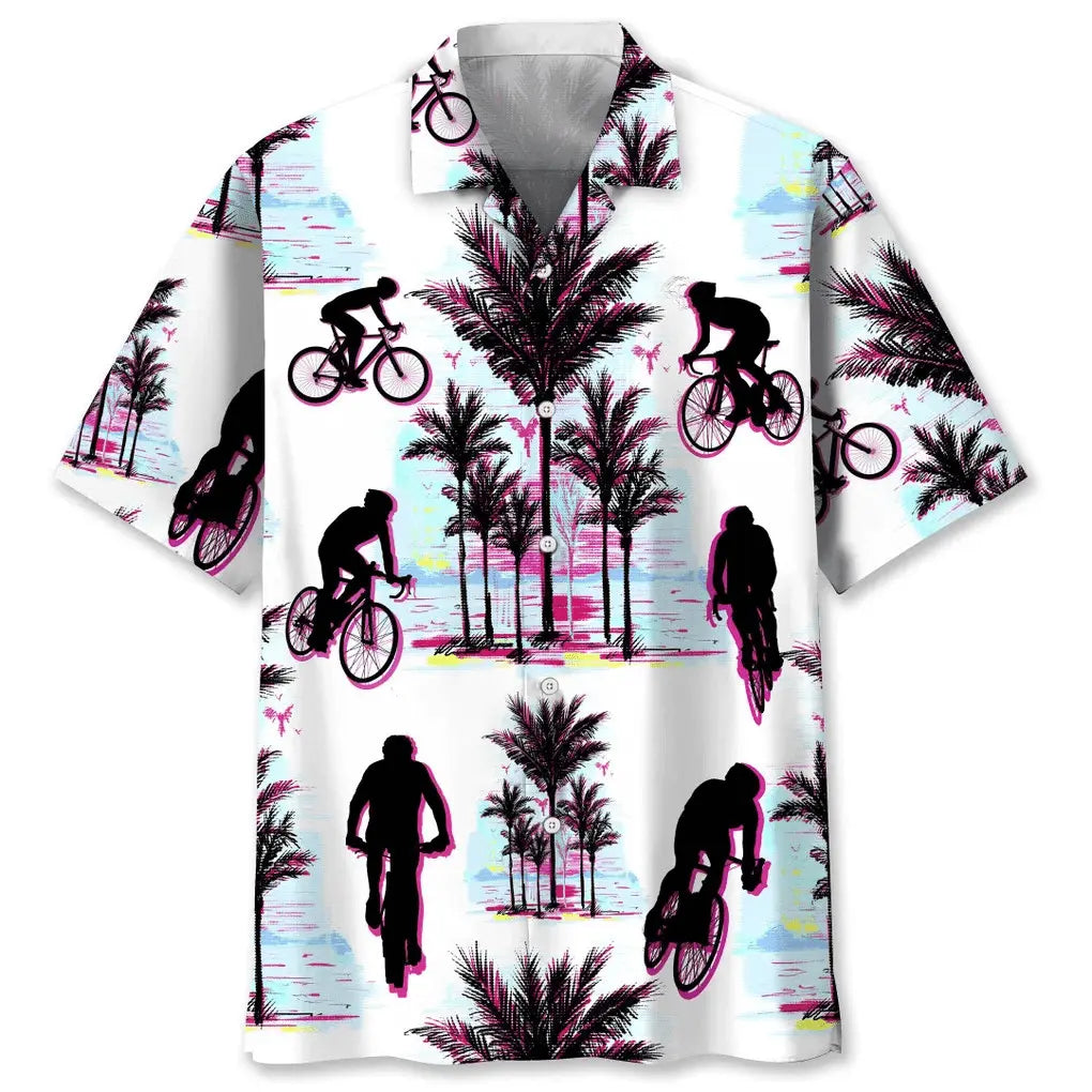 Hawaiian Shirt / Adults / S Cycling Abstract Background Hawaiian Shirt