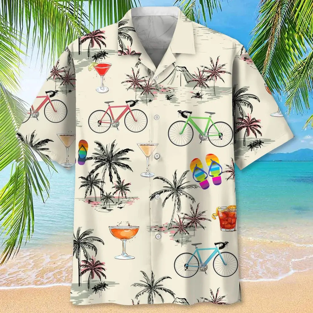 Cycling Beach Coconut Hawaiian Shirt