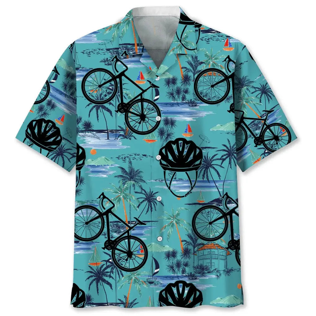 Hawaiian Shirt / Adults / S Cycling Blue Beach Hawaiian Shirt