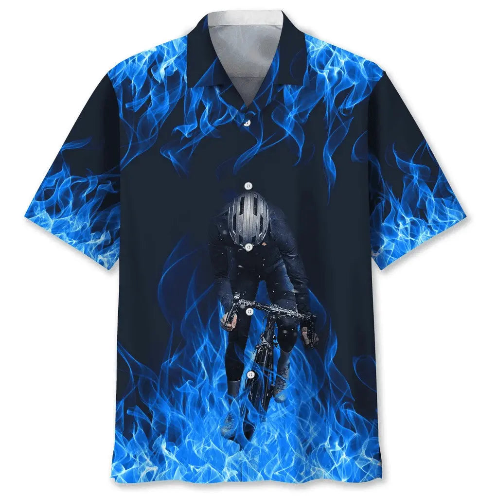 Hawaiian Shirt / Adults / S Cycling Blue Fire Hawaiian Shirt