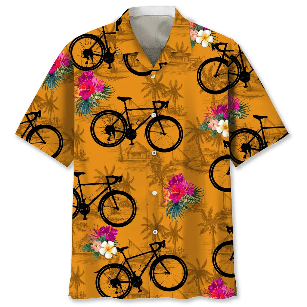 Hawaiian Shirt / Adults / S Cycling Orange Tropical Hawaiian Shirt