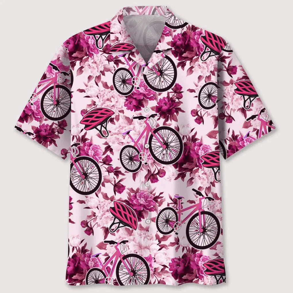 Hawaiian Shirt / Adults / S Cycling Pink Flower Hawaiian Shirt