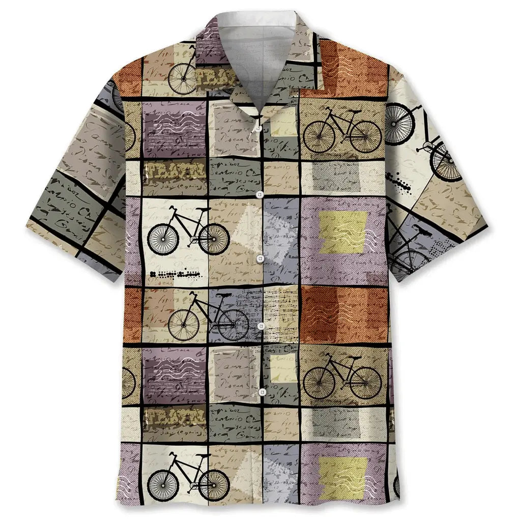 Hawaiian Shirt / Adults / S Cycling Retro Travel Hawaiian Shirt
