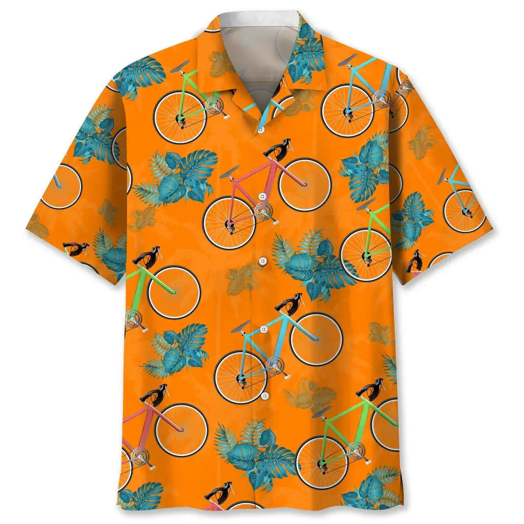 Hawaiian Shirt / Adults / S Cycling Tropical Orange Hawaiian Shirt