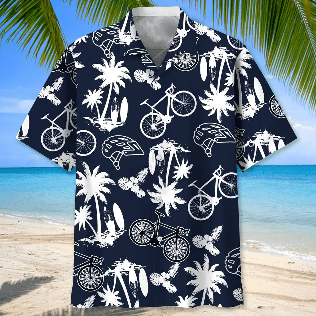 Cycling White Hawaiian Shirt