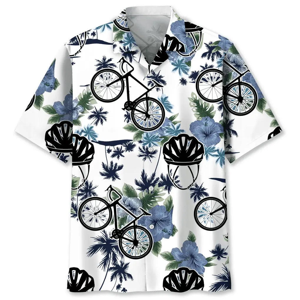 Hawaiian Shirt / Adults / S Cycling White Nature Hawaiian Shirt