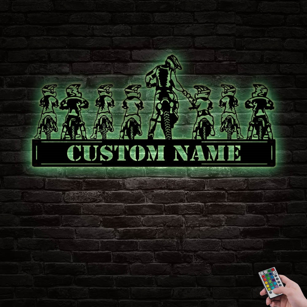 Motocross Rider Dad Son Daughter Gift For Biker Dirt Bike Personalized - Led Light Metal - Owls Matrix LTD